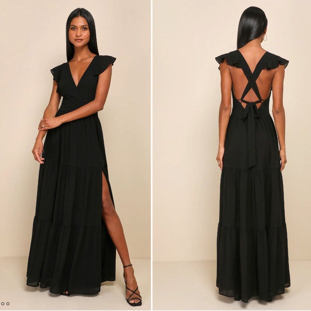 Lulu's Elegant Black Wedding Dress